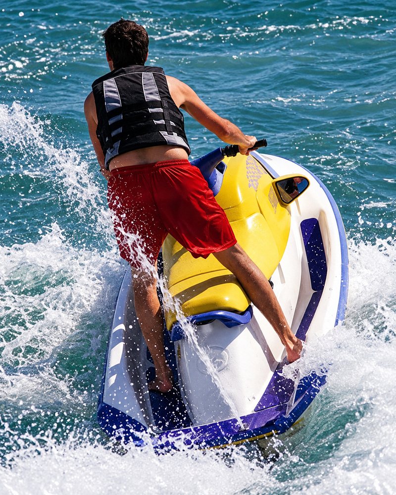 Session de jet-ski sur l’eau turquoise